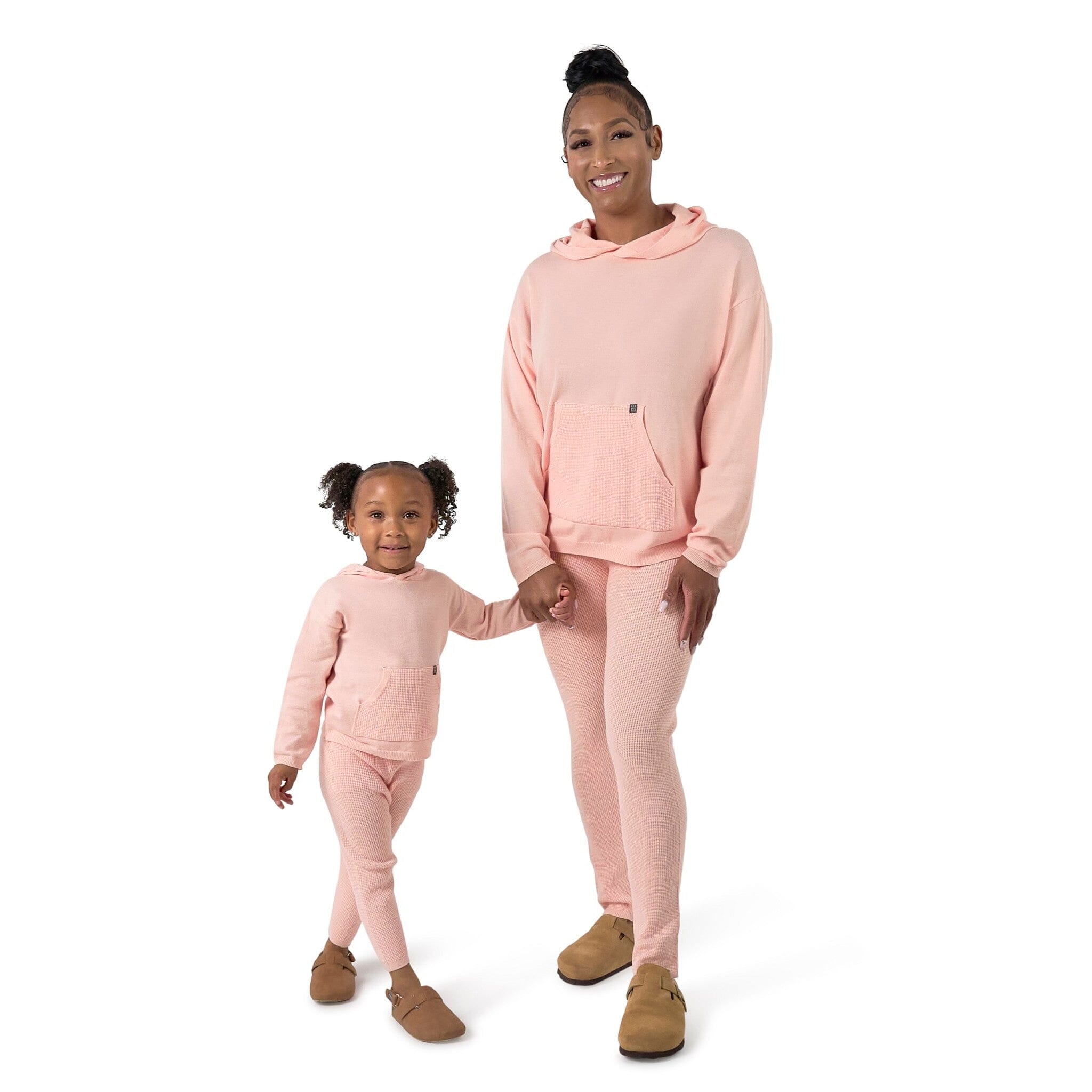 Mommy & Me 2-Piece Pink Hooded Waffle Top & Legging Bundle outfits Modern Moments™ by Gerber® 