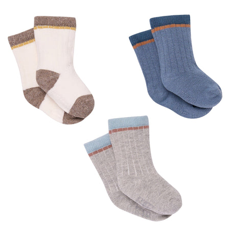 3-Pack Baby Boys Blue Colorblock Socks