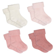 4-Pack Baby Girls Pink Rolled Cuff Ribbed Socks socks modern moments™ by Gerber® 