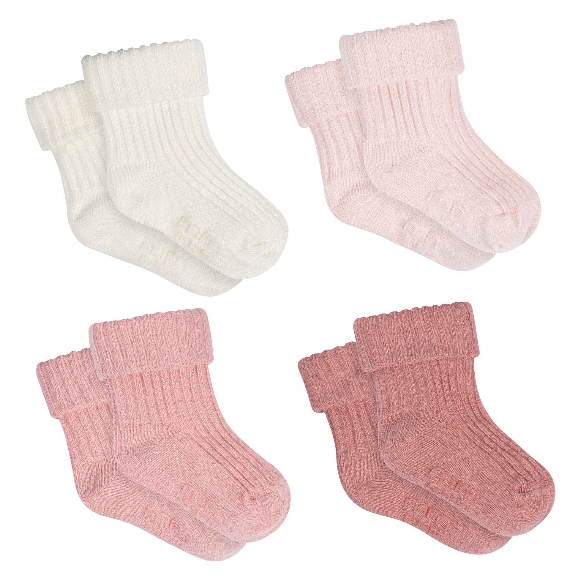 4-Pack Baby Girls Pink Rolled Cuff Ribbed Socks socks modern moments™ by Gerber® 