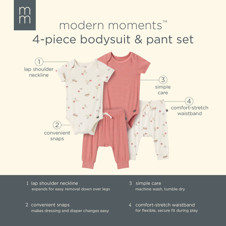 4-Pack Baby Neutral Ivory Pasta Dinner Bodysuit and Pant Set outfits Modern Moments™ by Gerber® 