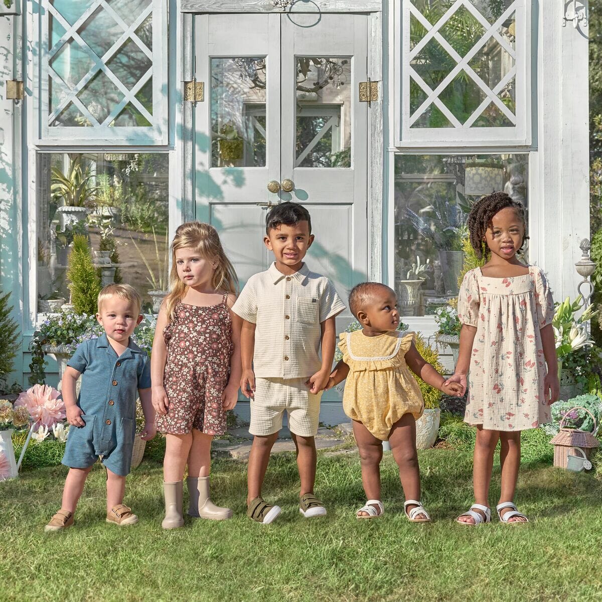 Infant & Toddler Girls Brown Star Floral Ruffle Romper rompers Modern Moments™ by Gerber® 