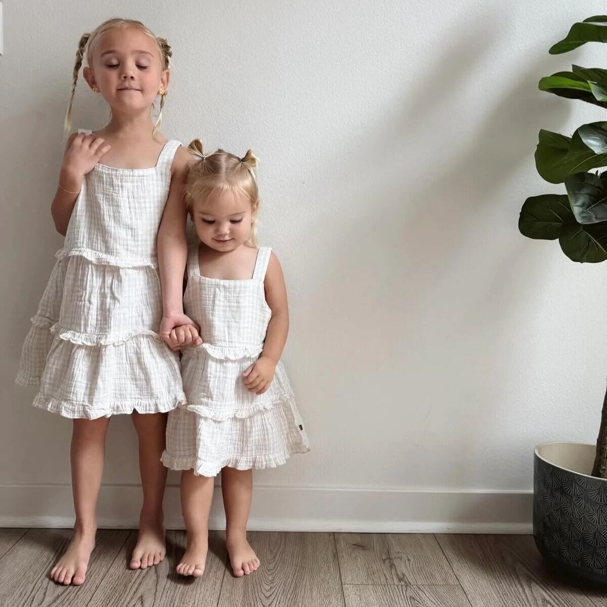 Infant & Toddler Girls Tan Gingham Gauze Dress dresses Modern Moments™ by Gerber® 