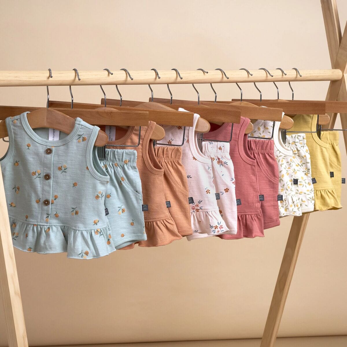 4-Piece Baby Girls Light Sky Oranges Sleeveless Peplum Tops and