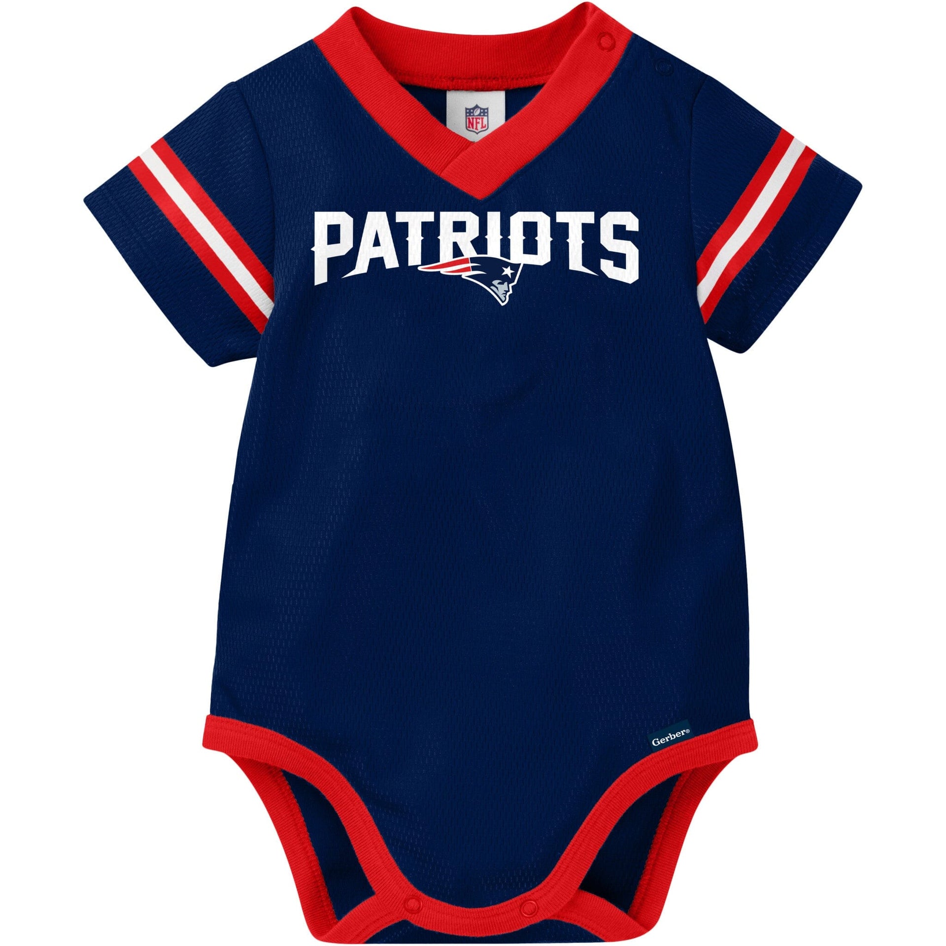 England Patriots Short Sleeve Mesh V Neck Bodysuit