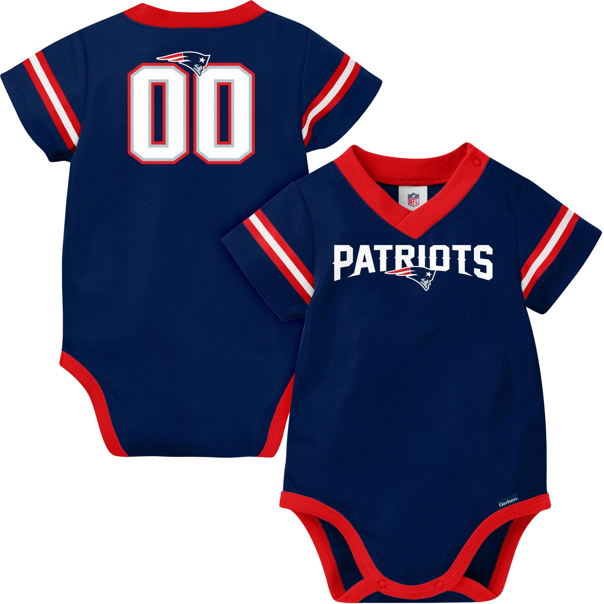 Baby Boys New England Patriots Short Sleeve Jersey Bodysuit NFL NFL 
