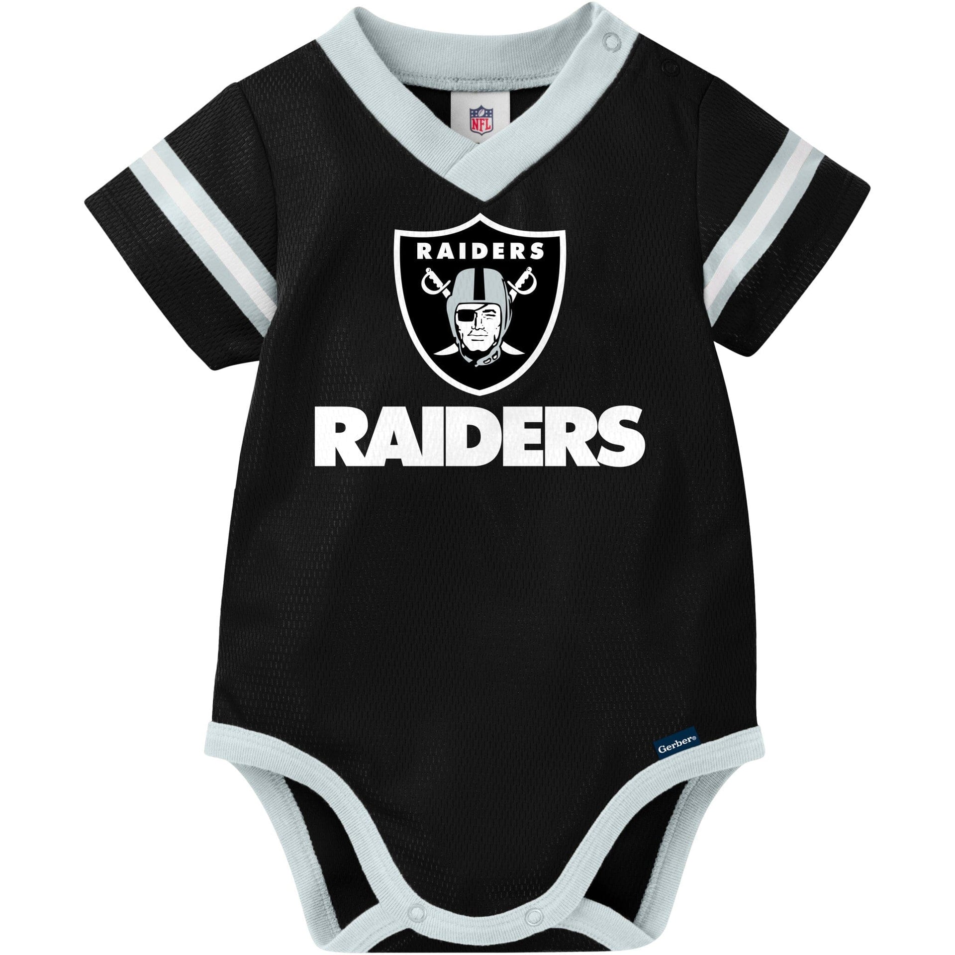 Las Vegas Raiders Mesh V Neck Short Sleeve Bodysuit