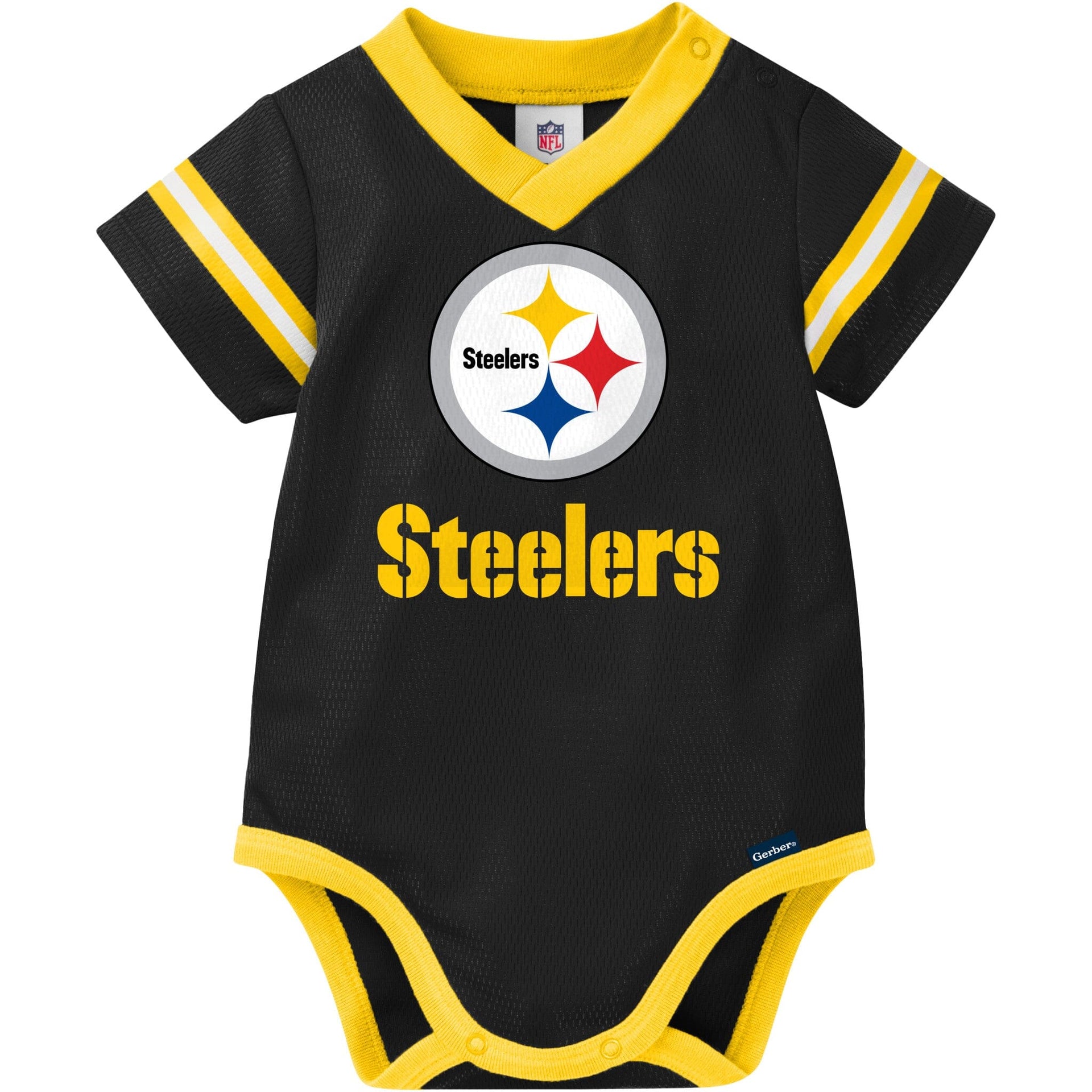 Pittsburgh Steelers Short Sleeve Mesh V Neck Bodysuit