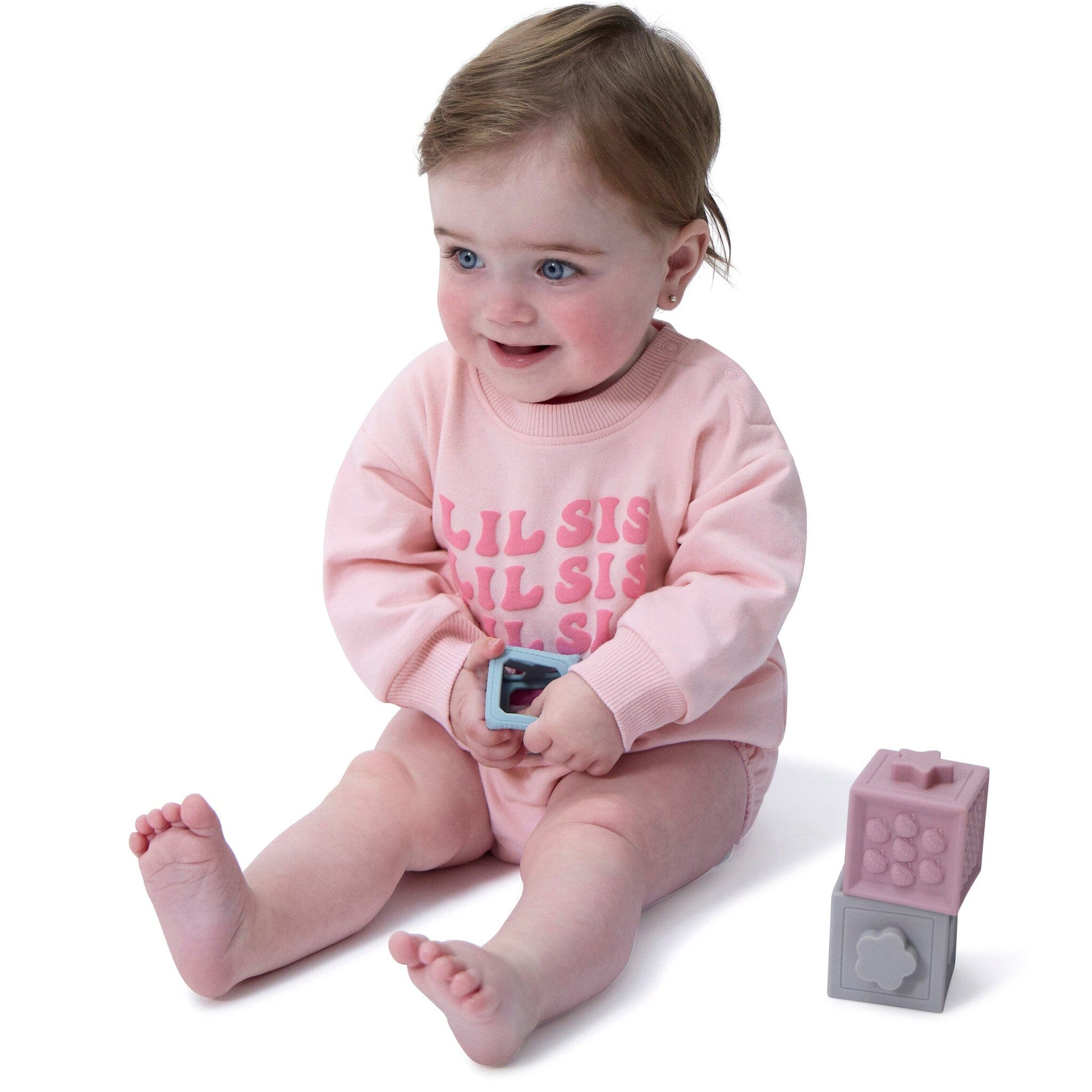 Baby Girls Lil' Sis Sweatshirt Bubble Romper rompers Onesies® Brand 