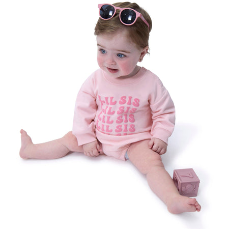 Baby Girls Lil' Sis Sweatshirt Bubble Romper