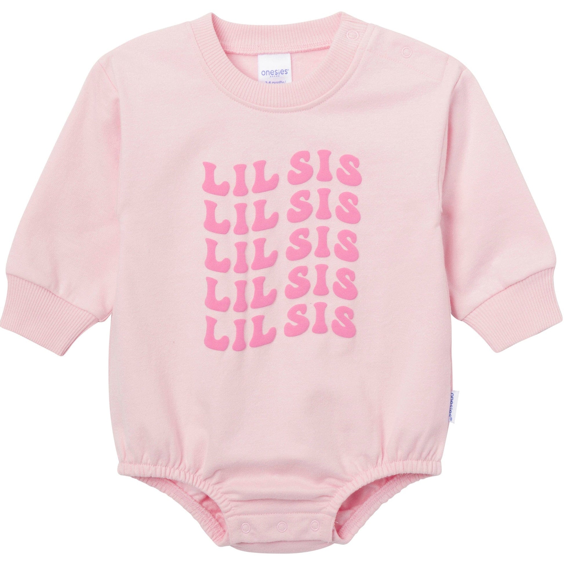 Baby Girls Lil' Sis Sweatshirt Bubble Romper rompers Onesies® Brand 