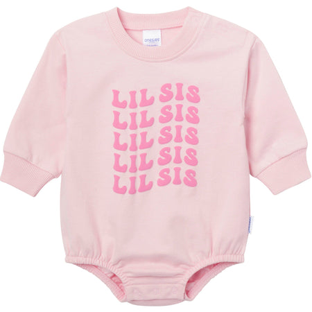 Baby Girls Lil' Sis Sweatshirt Bubble Romper
