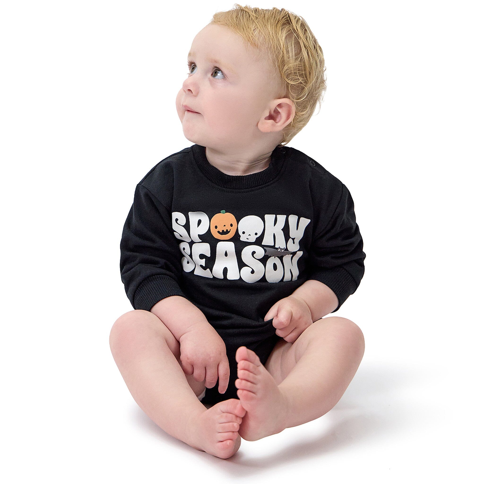 Baby Neutral Spooky Season Sweatshirt Bubble Romper rompers Onesies® Brand 