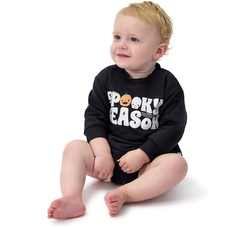 Baby Neutral Spooky Season Sweatshirt Bubble Romper