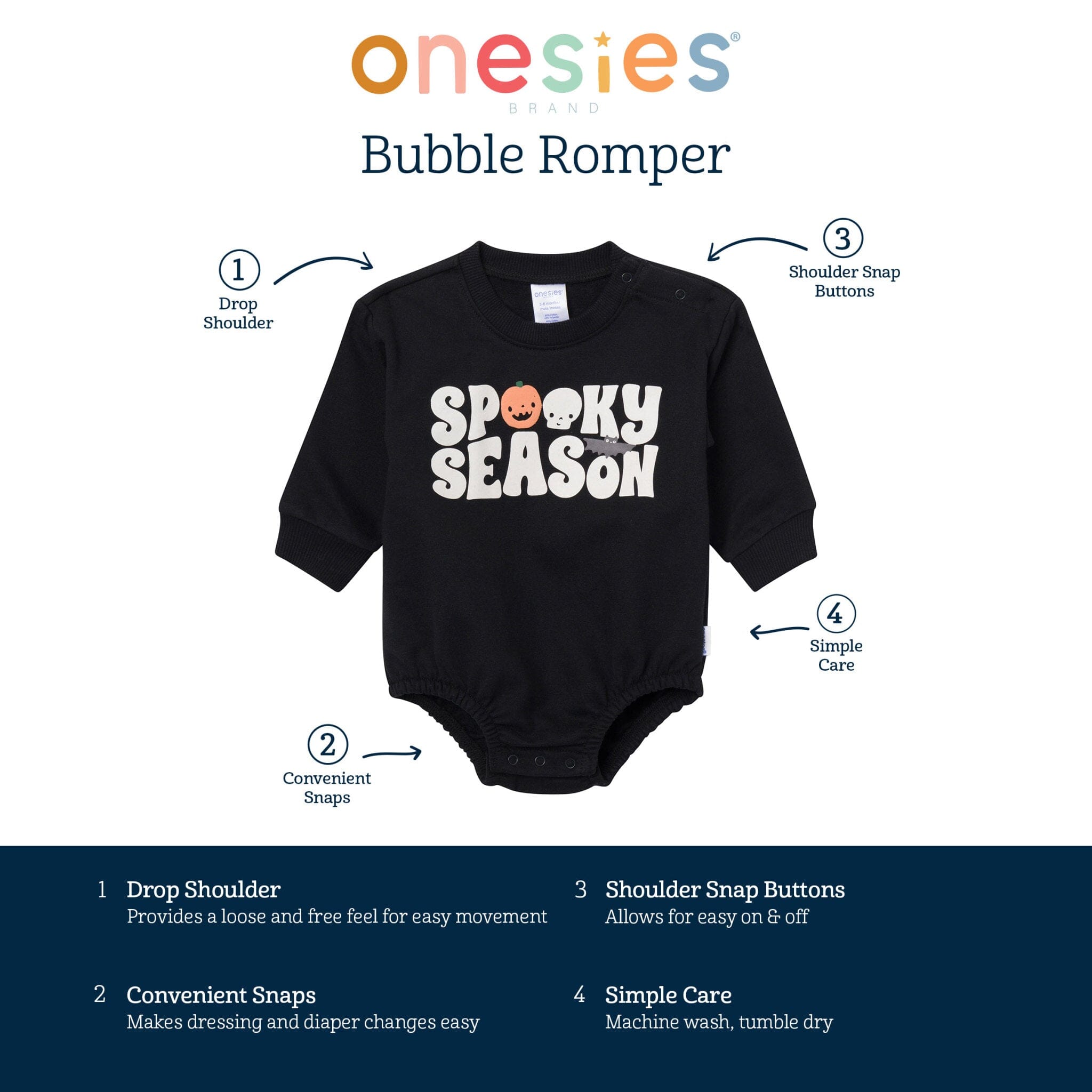 Baby Neutral Spooky Season Sweatshirt Bubble Romper rompers Onesies® Brand 