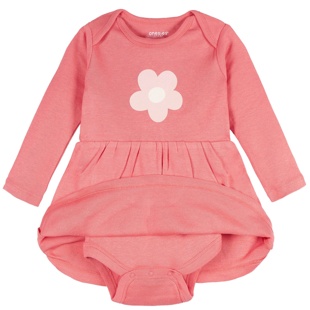 2-Pack Infant Girls Pink Floral Knit Dresses, 18M