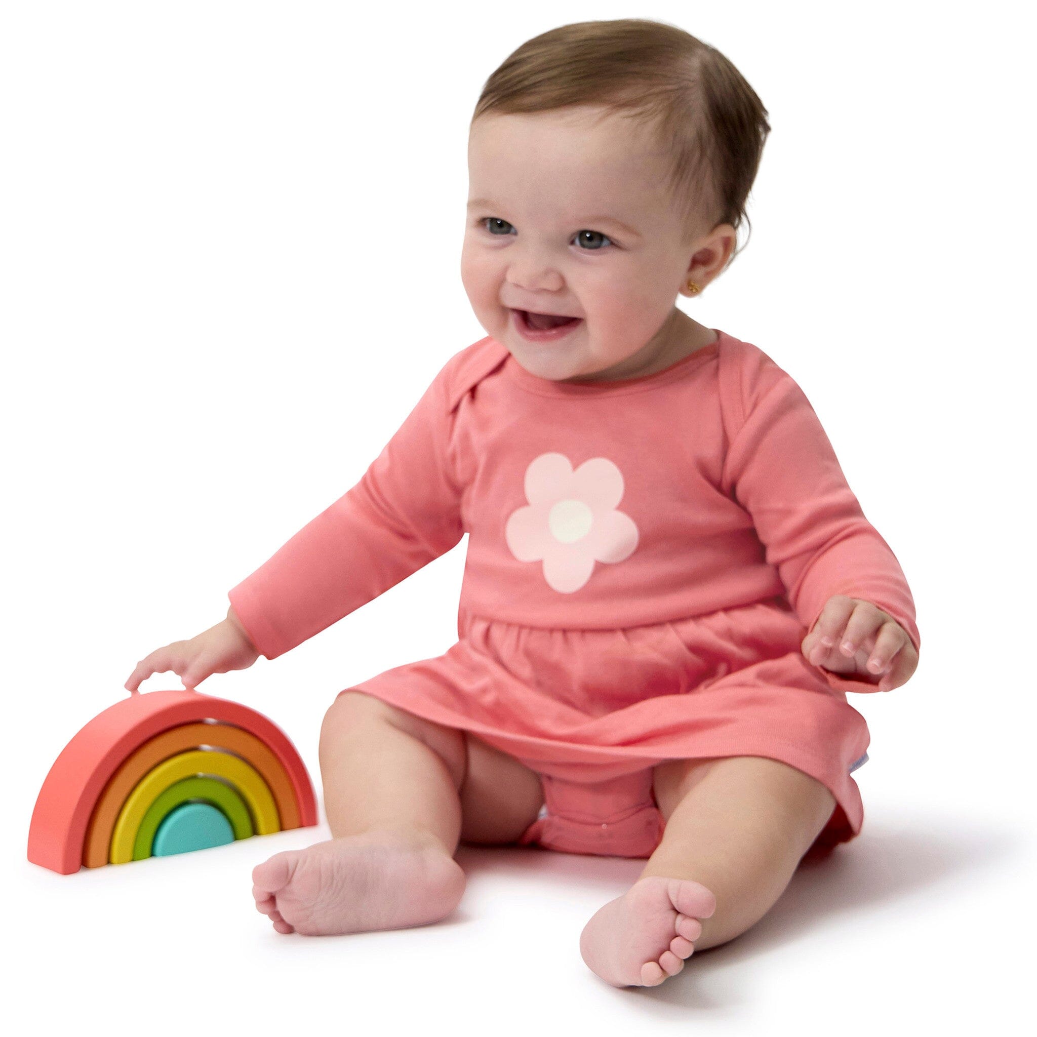 Baby Girls Pink Flower Lap Shoulder Dress dresses Onesies® Brand 