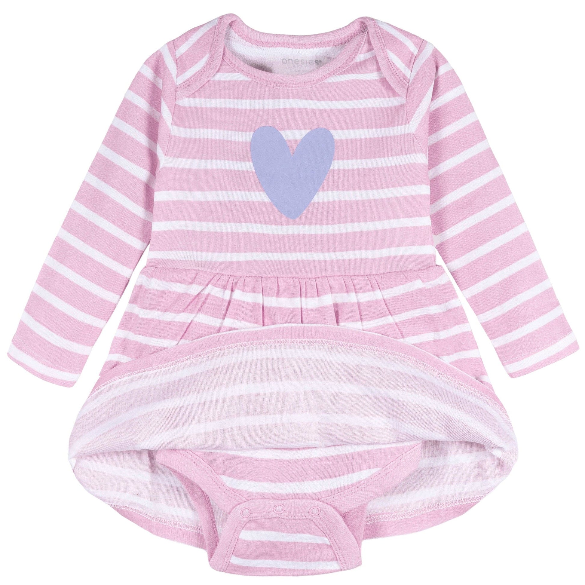 Baby Girls Purple Heart Bodysuit Dress dresses Onesies® Brand 