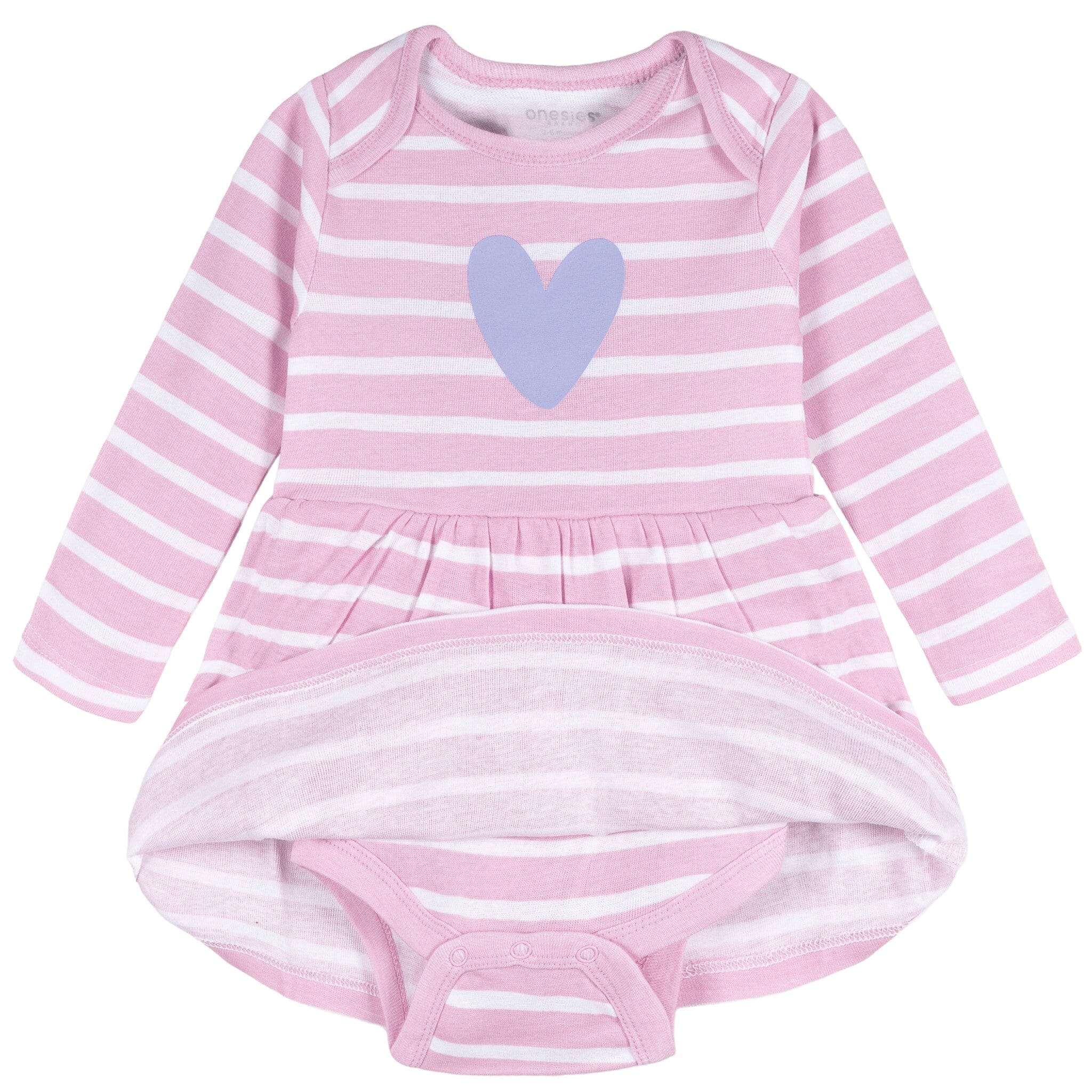 Baby Girls Purple Heart Bodysuit Dress dresses Onesies® Brand 