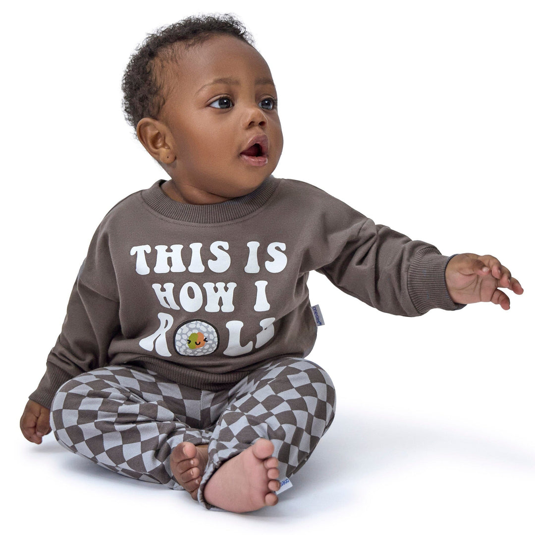 2-Piece Baby Neutral Sushi Roll Sweatshirt Set outfits Onesies® Brand 