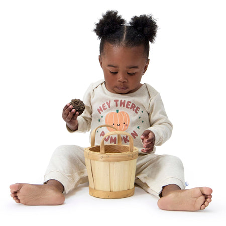 3-Pack Baby Neutral What Fun Pumpkin Lap Shoulder Rompers