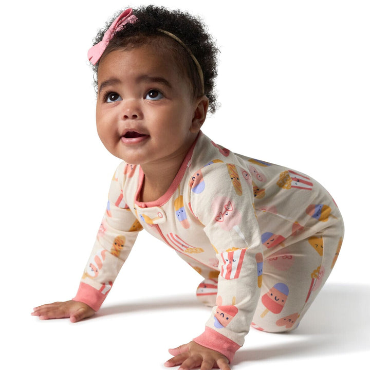 4-Pack Baby Girls Carnival Treats Sleep 'N Plays sleepwear Onesies® Brand 