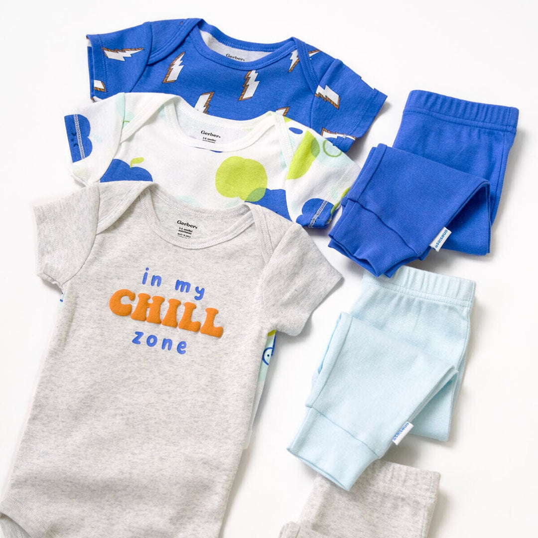 6-Piece Baby Boys Chill Zone Onesies® and Active Pant Set outfits Onesies® Brand 