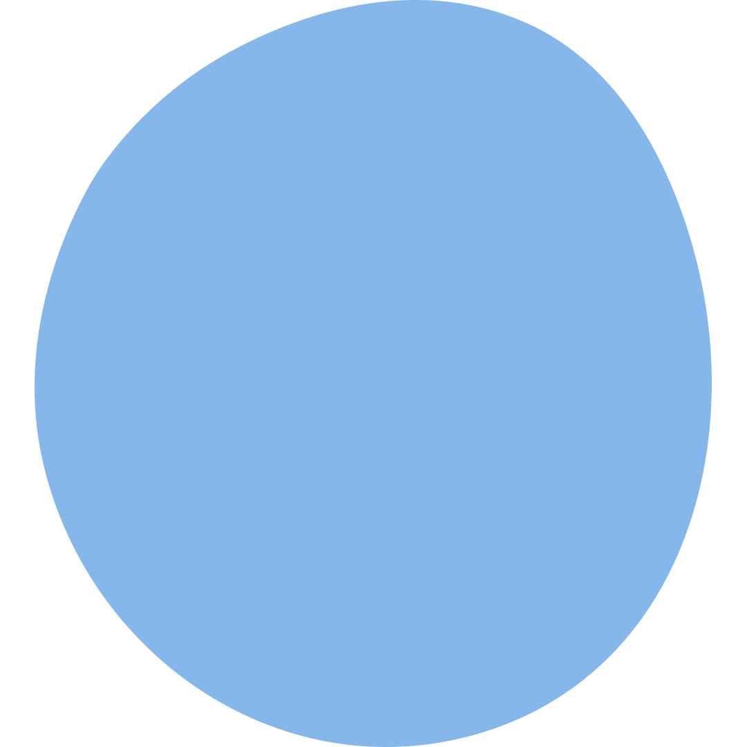 A solid light blue oval shape centered on a plain white background.