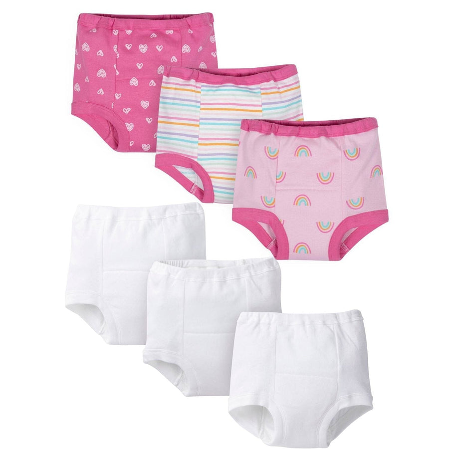 Toddler Girls' 6-Pack Organic Pink & White Training Pants