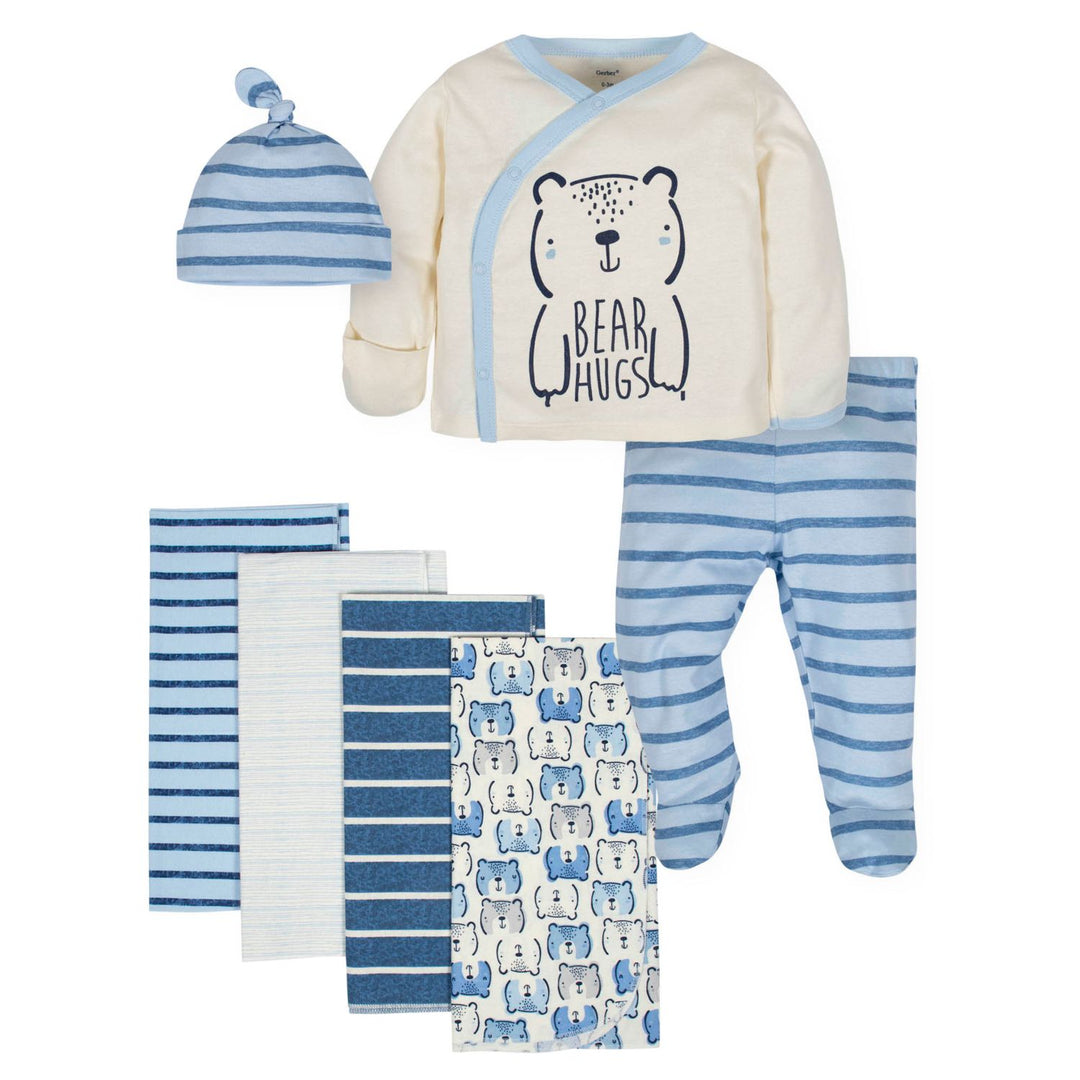 7-Piece Baby Boys' Organic Teddy Gift Set