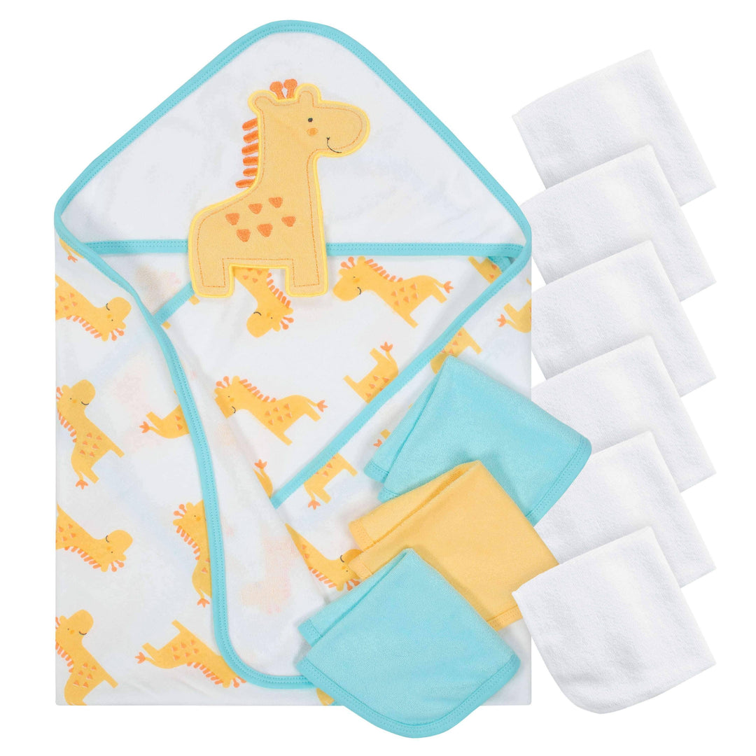 10-Piece Boys Terry Hooded Towel and Washcloth Set - Giraffe-Gerber Childrenswear