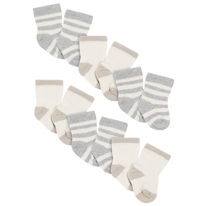 6-Piece Baby Neutral Silver Cloud/Grey Heather Wiggle Proof® Socks