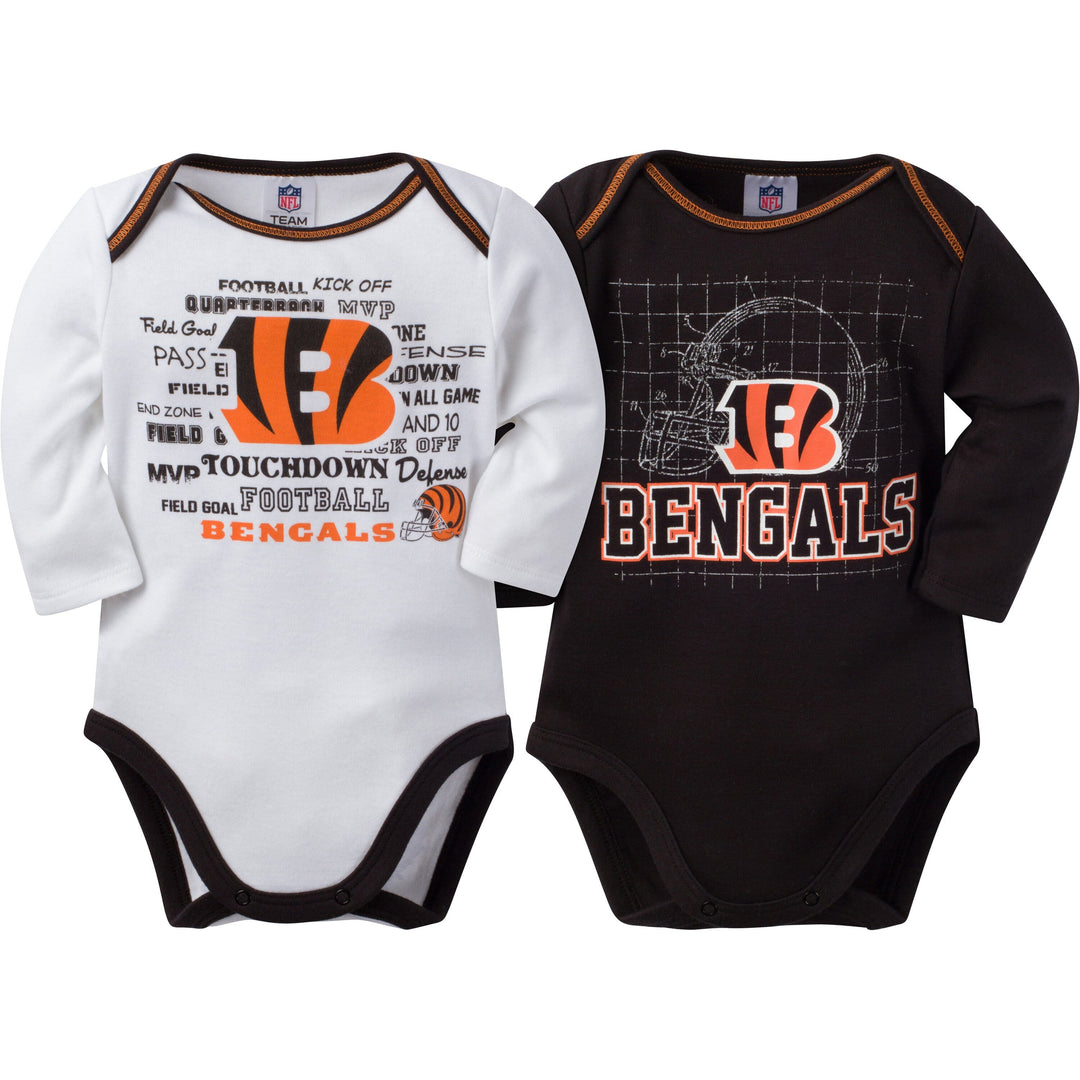 Cincinnati Bengals Baby Boy 2 Pack Long Sleeve Bodysuit-Gerber Childrenswear