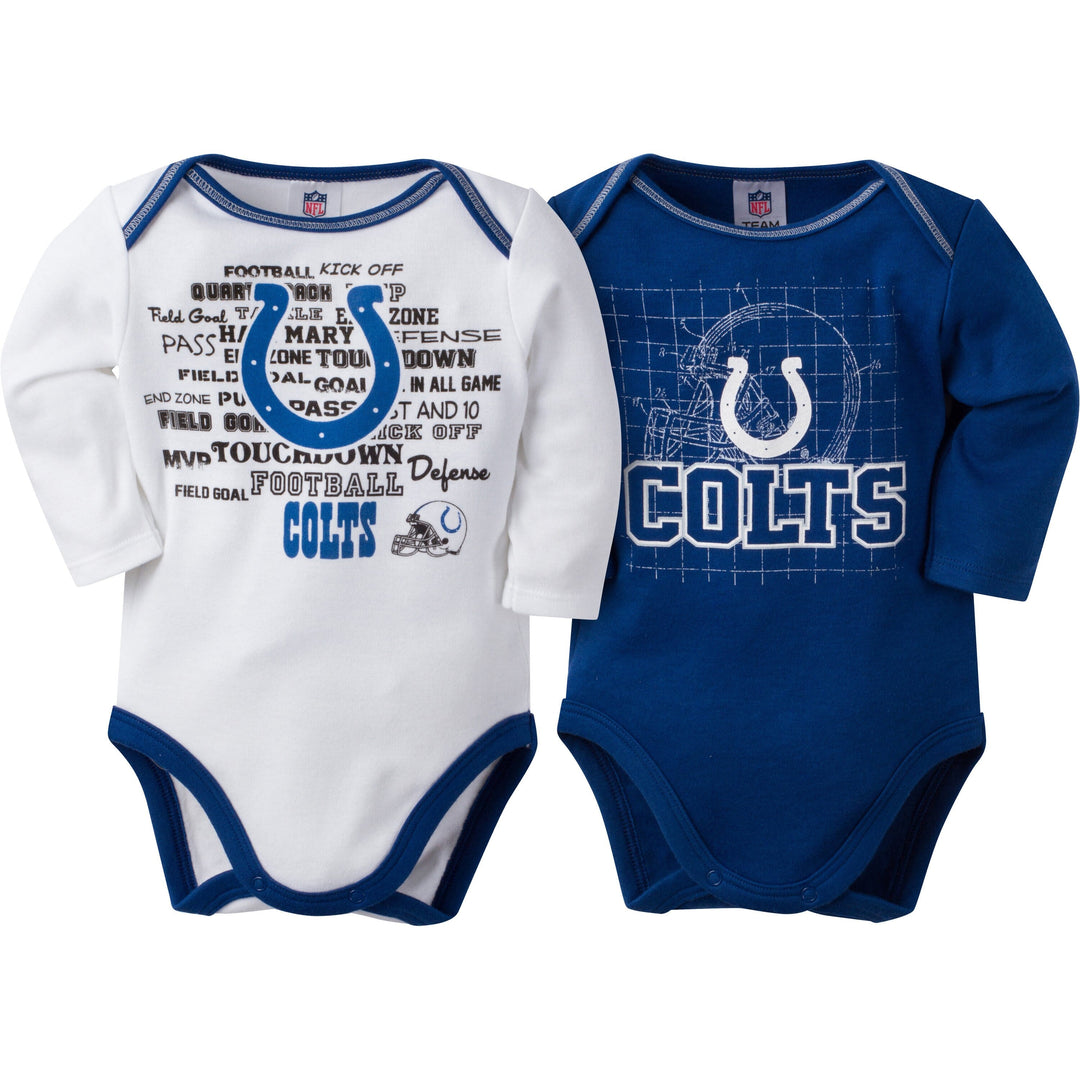 Indianapolis Colts Baby Boy 2 Pack Long Sleeve Bodysuit-Gerber Childrenswear