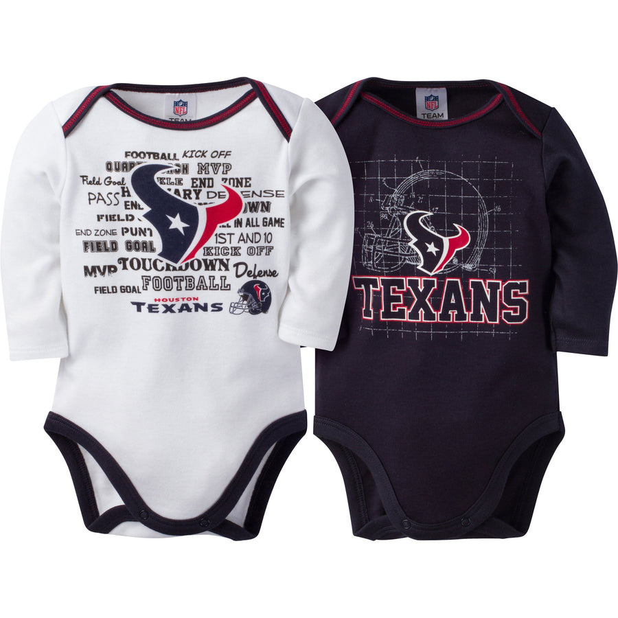 Houston Texans Baby Boy 2 Pack Long Sleeve Bodysuit-Gerber Childrenswear