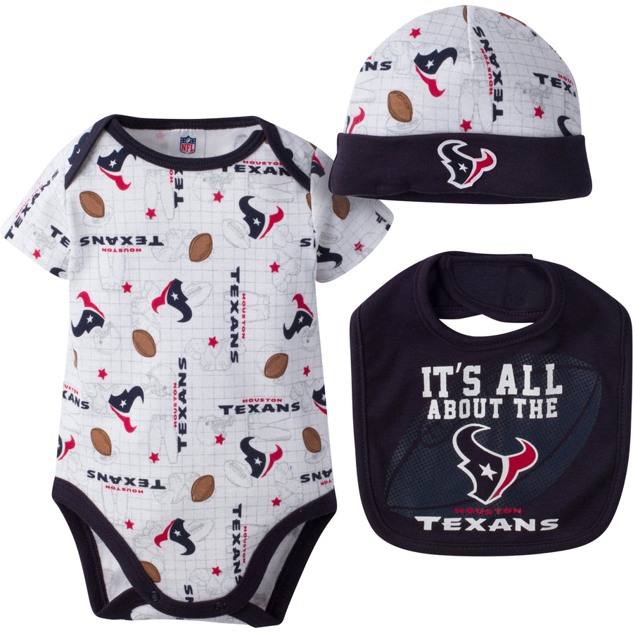Houston Texans Baby Girl 3 Piece Bodysuit, Bib and Cap Set-Gerber Childrenswear