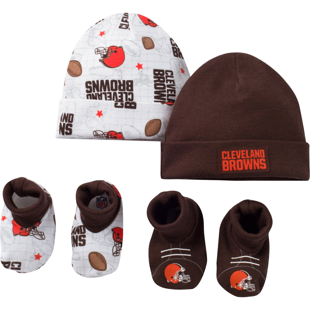Cleveland Browns Saints Baby 4 Piece Cap and Bootie Set-Gerber Childrenswear