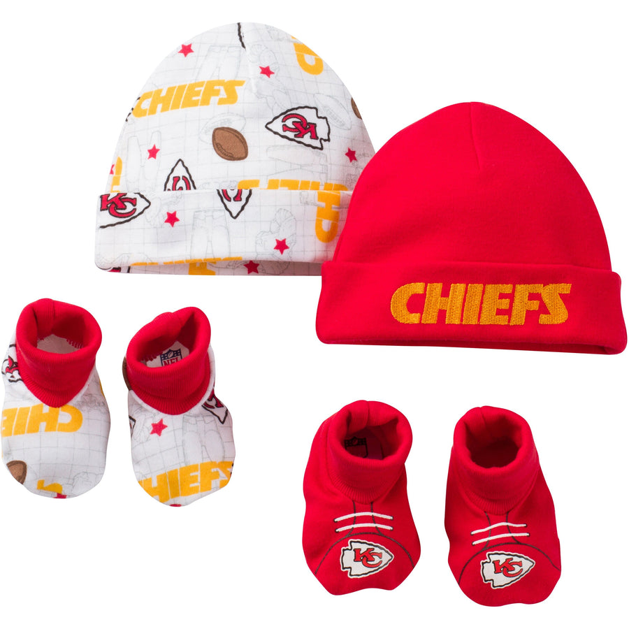 Kansas City Chiefs Saints Baby 4 Piece Cap and Bootie Set-Gerber Childrenswear