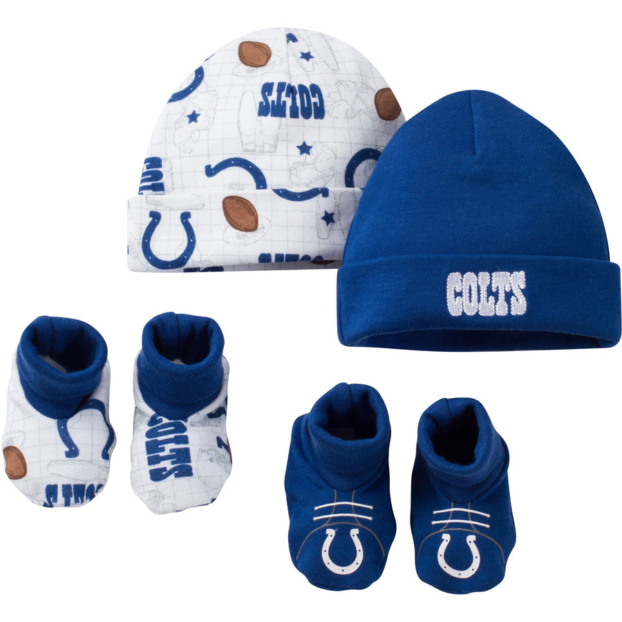 Indianapolis Colts Saints Baby 4 Piece Cap and Bootie Set-Gerber Childrenswear