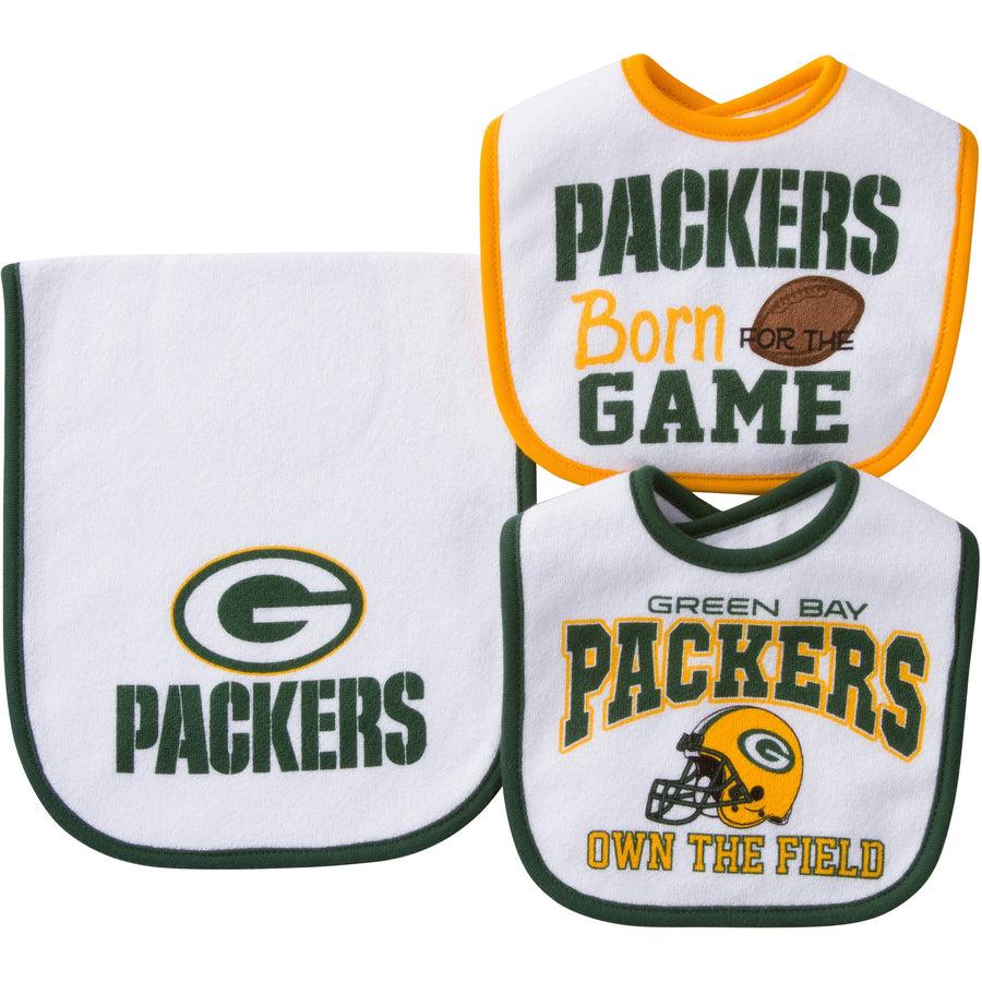 Green Bay Packers Baby 2 Bib and 1 Burpcloth Set-Gerber Childrenswear