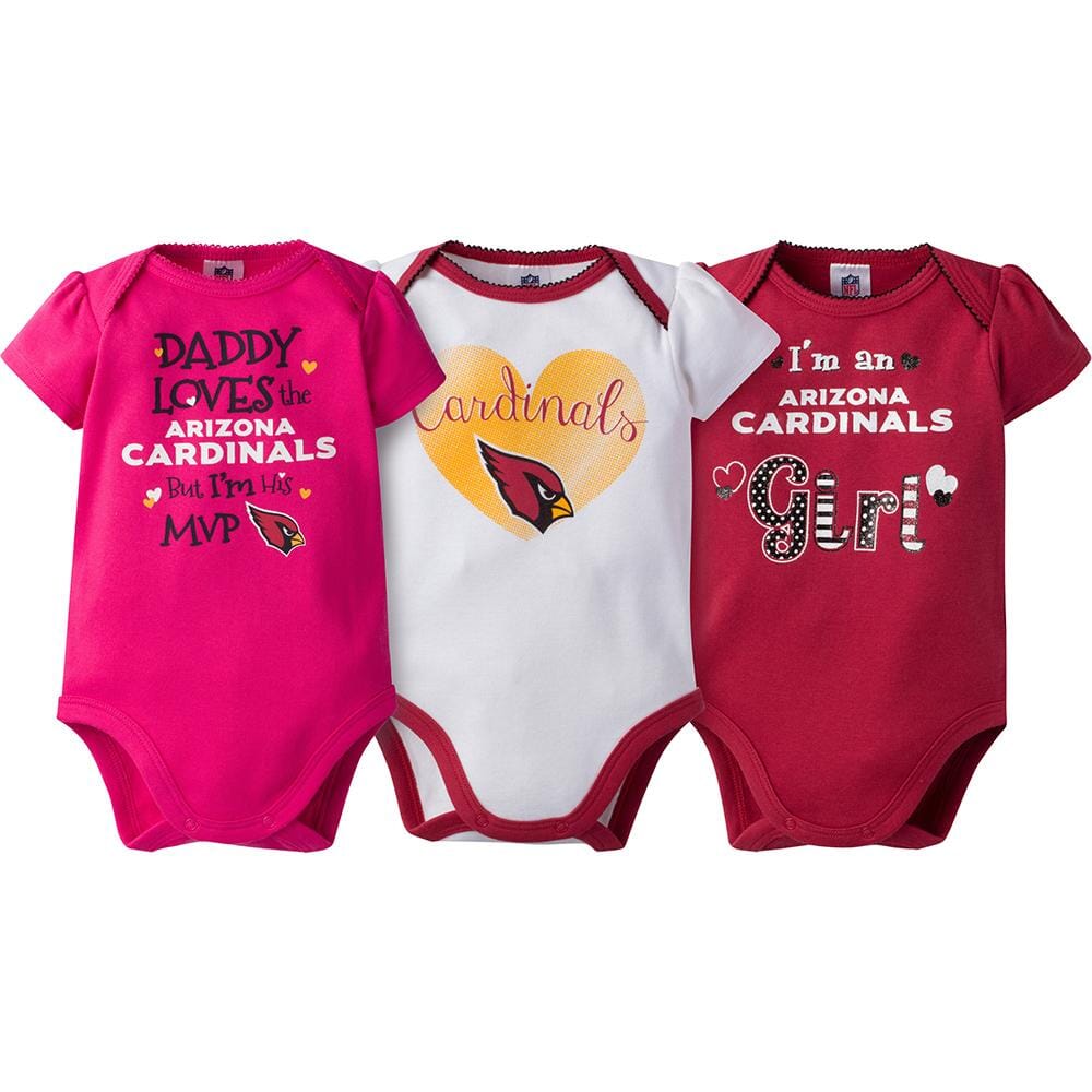 Arizona Cardinals Baby Girls 3-Piece Short Sleeve Bodysuit-Gerber Childrenswear