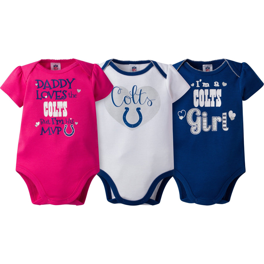 Indianapolis Colts Baby Girls 3PC Short Sleeve Bodysuit-Gerber Childrenswear