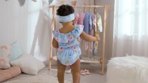 3-Piece Baby Girls Pink Garden Onesies® Bodysuit, Diaper Cover & Headband Set