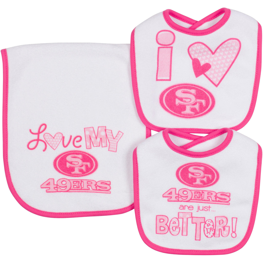 3-Piece Baby Girls 49Ers Bibs and Burp Cloth Set-Gerber Childrenswear