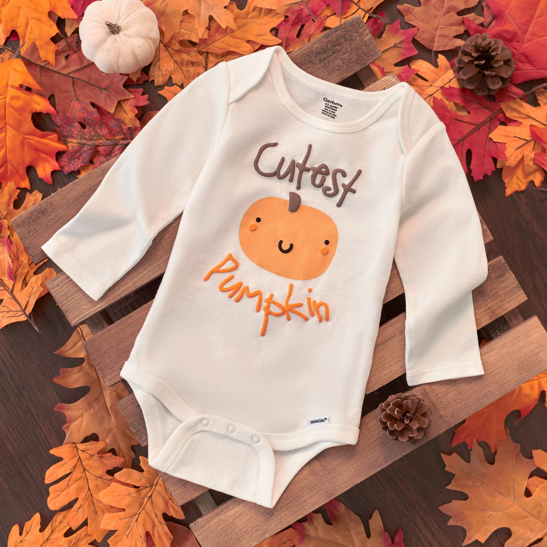 Baby Neutral Pumpkin Long Sleeve Onesies® Bodysuit
