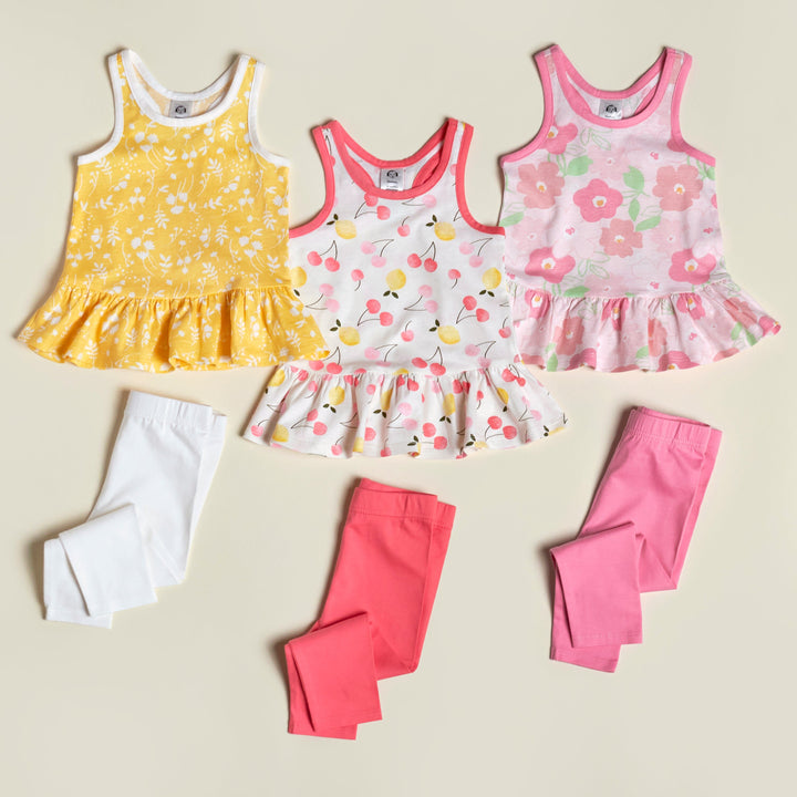 2-Piece Baby Girls Summer Blossom Sleeveless Tunic & Legging Set