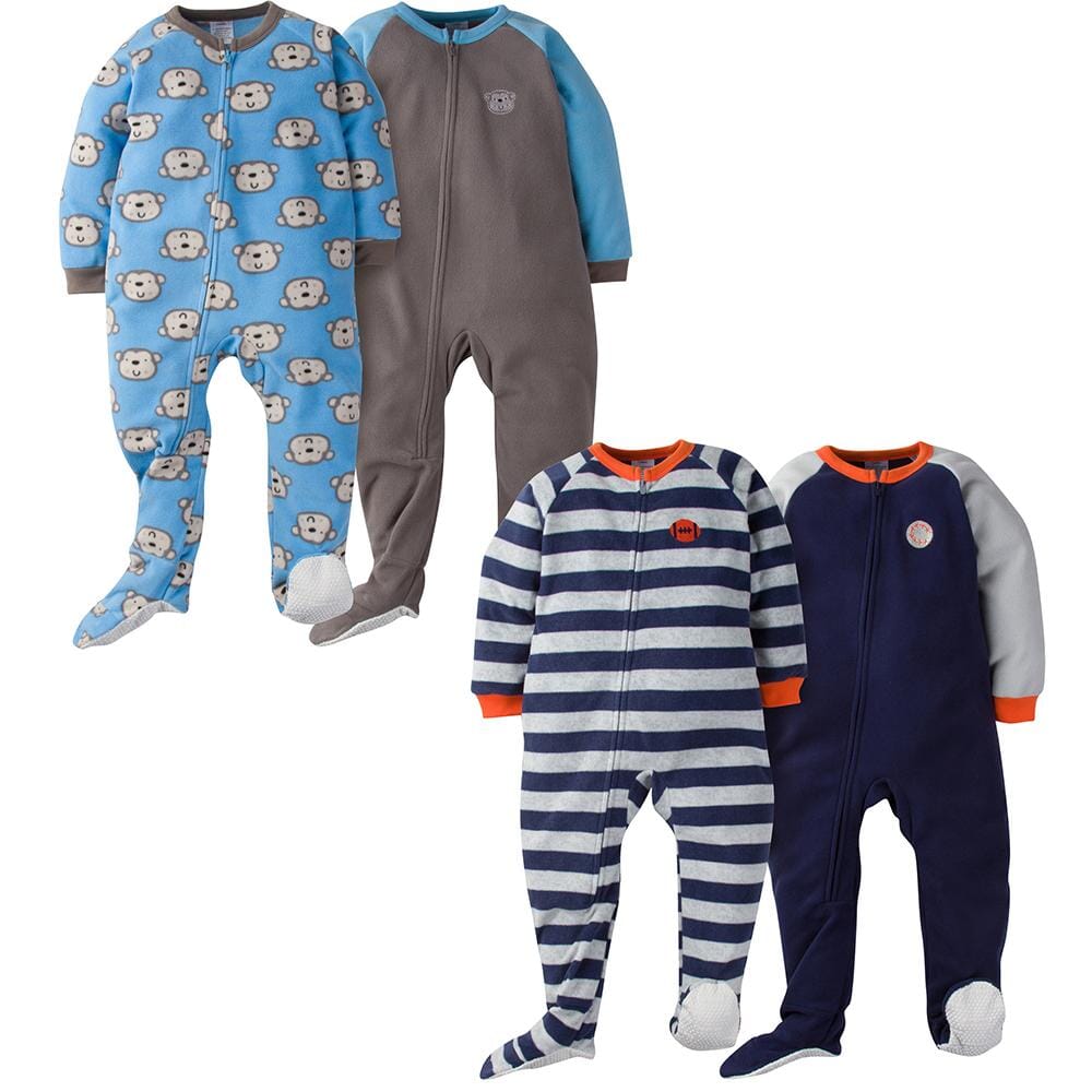 4-Pack Toddler Boy Monkey & Sports Blanket Sleepers-Gerber Childrenswear