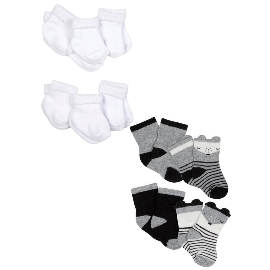Baby Boys' 10-Pack Organic Wild and White Wiggle-Proof® Terry Socks