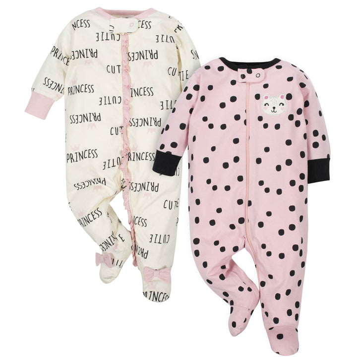 Gerber® 2-Pack Baby Girls Hearts and Cats Sleep N' Plays-Gerber Childrenswear