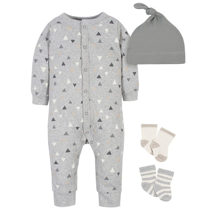 4-Piece Baby Boys Triangle Coverall Set